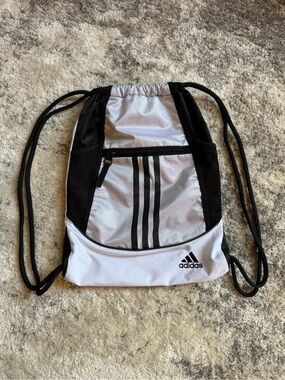 Adidas White & Black Drawstring Gym Bag